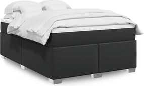 vidaXL Κρεβάτι Boxspring με Στρώμα Μαύρο 140x200εκ.από Συνθετικό Δέρμα