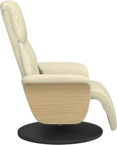 vidaXL Πολυθρόνα Μασάζ Ανακλινόμενη με Υποπόδιο Κρεμ από Συνθ. Δέρμα