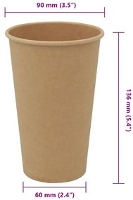 vidaXL Χάρτινα κύπελλα καφέ 1000 τεμάχια 16oz 400ml καφέ