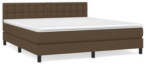 Κρεβάτι Boxspring με Στρώμα Σκούρο Καφέ 180x200 εκ Υφασμάτινο - Καφέ