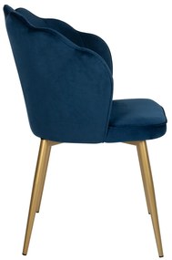Καρέκλα AVIE C8737.08 με Χρυσά Μεταλλικά πόδια και Βελούδο Μπλέ 48x48x85εκ. 2αδα 48x48x85 εκ.