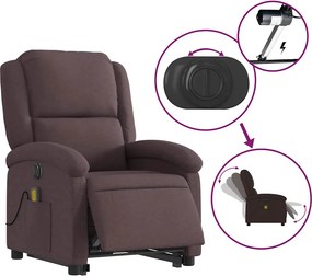 vidaXL Πολυθρόνα Μασάζ Ηλεκ. Ανακλινόμενη Ανύψωση Σκ. Καφέ Υφασμάτινη