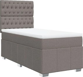 vidaXL Κρεβάτι Boxspring με Στρώμα Taupe 100 x 200 εκ. Υφασμάτινο