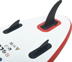 vidaXL Σετ Σανίδας Stand Up Paddle / Surf Φουσκωτό Κόκκινο και Λευκό