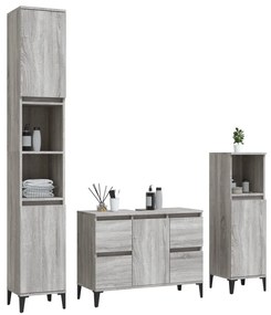 vidaXL Σετ Επίπλων Μπάνιου 3 Τεμαχίων Γκρι Sonoma Επεξεργασμένο Ξύλο