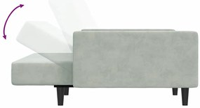 vidaXL Καναπές Κρεβάτι Διθέσιος με Υποπόδιο Ανοιχτό Γκρι Βελούδινος