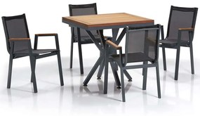 Τραπεζαρία Κήπου Samara (Σετ 5Τμχ) 561CLR1306 94x94x78cm Walnut-Black Four Seater