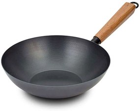 Τηγάνι Γουόκ Αντικολλητικό Cantonese 10-166-011 28cm Black-Brown Nava 28cm Steel,Wood
