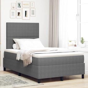 vidaXL Κρεβάτι Box Spring με Στρώμα & LED Ανοιχτό Γκρι 120x200 εκ Ραβδωτού ύφασματος
