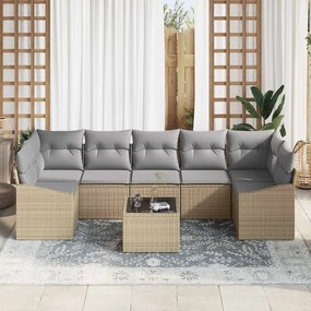 vidaXL Σετ Καναπέ με μαξιλάρι 8 pcs Μπεζ και Γκρι συνθετικό ρατάν