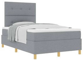 vidaXL Κρεβάτι με ελατήρια με στρώμα Ανοιχτό γκρι 120 x 190 cm ύφασμα