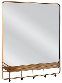 Καθρέπτης Τοίχου Με Κρεμάστρα ELURIN Χρυσό Μέταλλο/Γυαλί 80x15x102cm