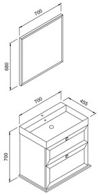 Σετ μπάνιου STELLA 70 Γκρί Ματ 70x45.5x160 εκ.