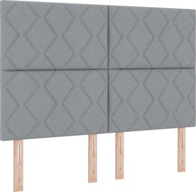 vidaXL LED κεφαλάρι Ανοιχτό γκρι 144 cm ύφασμα