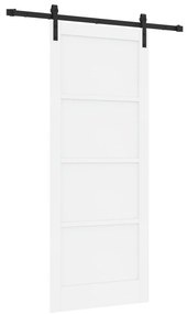 vidaXL Συρόμενη Πόρτα με Σετ Εξαρτημάτων Λευκή 86x211 εκ. Στερεό Ξύλο Πεύκου