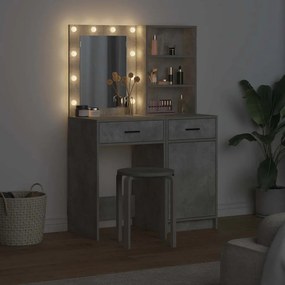 vidaXL Σετ Τραπέζι Ντυσίματος με LED 2 τμχ. Σκυρόδεμα Γκρι