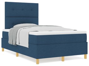vidaXL Κρεβάτι Βάσης με Στρώμα Μπλε 120x200 εκ. Ύφασμα