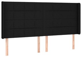 Κεφαλάρι με Πτερύγια Μαύρο 183x16x118/128 εκ. Υφασμάτινο 3119596