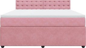 vidaXL Κρεβάτι Boxspring με Στρώμα Ροζ 180x200 εκ. Βελούδινο
