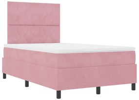 vidaXL Κρεβάτι με ελατήρια με στρώμα Ροζ 120 x 200 cm Βελούδο