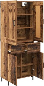 vidaXL Highboard με συρτάρι 2 pcs Παλιό Ξύλο Επεξεργασμένο ξύλο