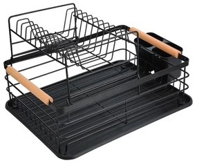 Estia Πιατοθήκη Διώροφη Bamboo Essentials Μεταλλική Με Λαβές 41x30x20cm Μαύρη 01-23546