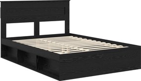 vidaXL Σκελετός Κρεβατιού Μαύρη Δρυς 150 x 200 cm Επεξεργασμένο Ξύλο
