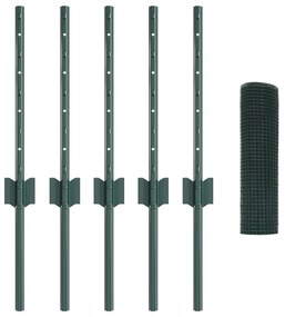 vidaXL Φράκτης  Welded Wire με 5 U Posts Πράσινος 0.4x10 μ Ατσάλι