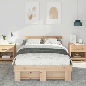 vidaXL Σκελετός Κρεβατιού Καφέ 140 x 190 cm Μασίφ ξύλο πεύκου