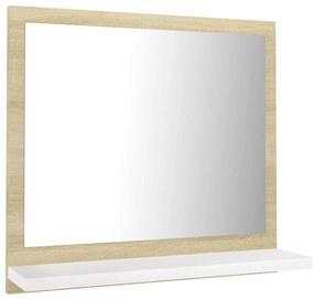 vidaXL Καθρέφτης Μπάνιου Λευκό/Sonoma Δρυς 40x10,5x37 εκ. Μοριοσανίδα