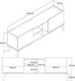 TV Stand Carmen - 1532 Oak