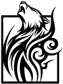 Διακοσμητικό Τοίχου Wolf in Frame 891TNL3717 43x55cm Black Wallity Μέταλλο