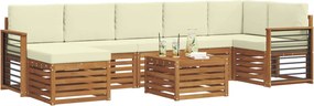 vidaXL Σειρά Καναπέ Εξωτερικού με μαξιλάρι 8 pcs Φυσικό και Κρέμα