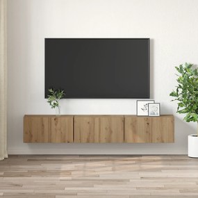 vidaXL Σετ Τραπέζι Τηλεόρασης Οξιά Τέχνης MDF, Βενιέρα Μεσαίο