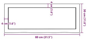 Πάγκος Μπάνιου Αν. Καφέ 80x30x(2-6) εκ. Επεξεργ. Μασίφ Ξύλο - Καφέ