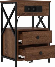 vidaXL Κομοδίνο Καφέ δρυς 40 x 31 x 60 εκ. Επεξεργασμένο ξύλο