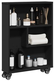 Τρόλεϊ Αποθήκευσης Στενό Μαύρο 48x13x68 εκ. Επεξεργασμένο Ξύλο