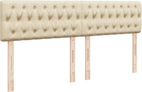 vidaXL Κρεβάτι Boxspring με Στρώμα Κρεμ 200x200 εκ. Υφασμάτινο