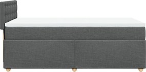 vidaXL Κρεβάτι Boxspring με Στρώμα Σκούρο Γκρι 90x190 εκ. Υφασμάτινο