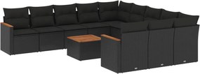 vidaXL Patio Sofa Set 12-θέσια Black
