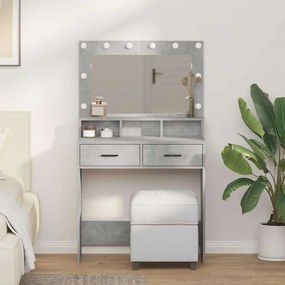 vidaXL Κομοδίνο Γκρι σκυροδέματος 79 x 41 x 135 cm Επεξεργασμένο ξύλο