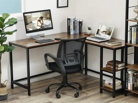 Γωνιακό τραπέζι γραφείου Burbank 120, Γωνιακός, 76x138x138cm, 26 kg, Μαύρο, Καφέ | Epipla1.gr