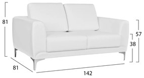 Καναπές Διθέσιος KΕΝΖΙΕ με PU Λευκό 142x81x81 εκ. 142x81x81 εκ.