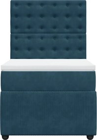 vidaXL Κρεβάτι Boxspring με Στρώμα Σκούρο Μπλε 100x200 εκ. Βελούδινο
