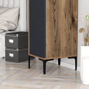 Μονοφυλλη Ντουλαπα Καρυδια/Ανθρακι SOLANO 47.5x160x201.4