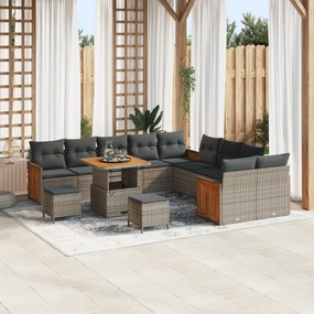 vidaXL Σετ Καναπέ Κήπου με μαξιλάρι 13 pcs Γκρι 80 x 80 x 71 cm