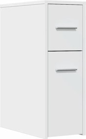 vidaXL Ντουλάπι Μπάνιου Στενό με Ροδάκια Λευκό Επεξ. Ξύλο