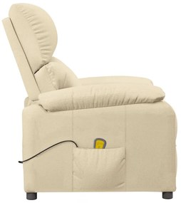 vidaXL Πολυθρόνα Μασάζ Κρεμ Υφασμάτινη