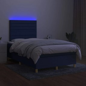 vidaXL Κρεβάτι Boxspring με Στρώμα &amp; LED Μπλε 120x200 εκ. Υφασμάτινο