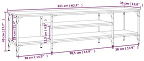 Έπιπλο Τηλεόρασης Καφέ Δρυς 161x35x45 εκ. Επεξ. Ξύλο/Σίδερο - Καφέ